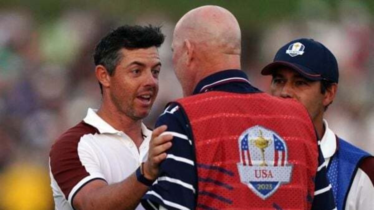 Europe four points from Ryder Cup victory as Rory McIlroy involved in angry row