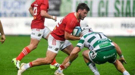 Thomas Ahern’s last-gasp try earns Munster draw at Benetton