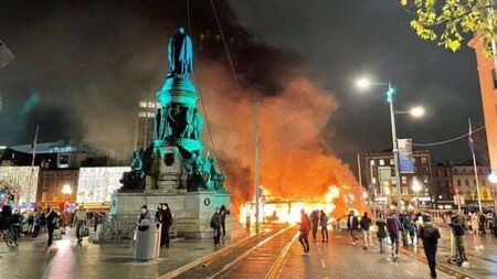 Dublin riots: Bus and Luas burnt, shops looted, as 400 gardaí face 'lunatic faction'