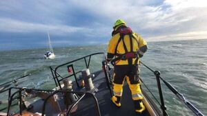 Two people rescued after yacht blown away from Dublin coast Two people rescued after yacht blown away from Dublin coast