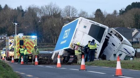Driver escapes injury after truck leaves road in Clare