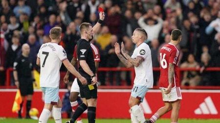 Kalvin Phillips sent off as Nottingham Forest add to West Ham’s troubles