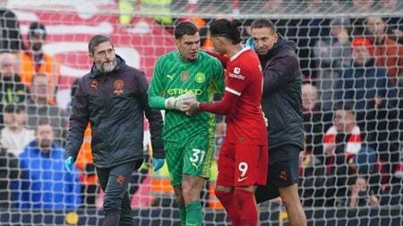 Manchester City goalkeeper Ederson to miss up to a month with thigh injury