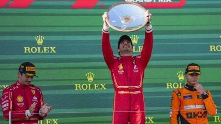 Ferrari’s Carlos Sainz wins Australian Grand Prix after Max Verstappen retires