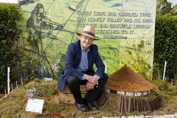 Richie Farrell with the “Farming Rathcroghan-Pastures New” garden at Bloom. Pic. Fennell Photography
