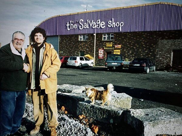 The late Jim Corcoran and his son Sean pictured outside their business The Salvage Shop which was hugely popular in Waterford.