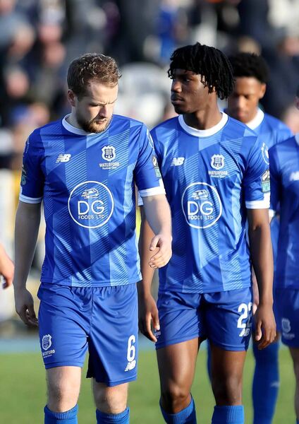 Waterford FC's Rowan McDonald and Gbemi Arubi disappointed at the final whistle. Waterford FC's Rowan McDonald and Gbemi Arubi disappointed at the final whistle.