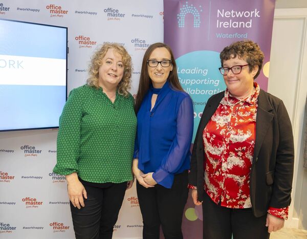 Network Ireland Waterford Branch gathered at OfficeMaster, Meagher's Quay, Waterford for 'Words that Work', with Derbhile Graham – founder of WriteWords. Pictured are Carmel Grant, Anne Marie Shannon, Vice President Network Ireland Waterford Branch and Derbhile Graham. Photograph: Patrick Browne