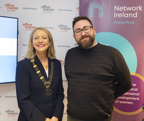 Sinead O’Neill, President Network Ireland Waterford Branch and Mike Conway, Marketing manager, OfficeMaster. Photograph: Patrick Browne