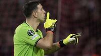 Emiliano Martinez banned for first leg of Villa’s semi-final against Olympiacos