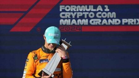 Lando Norris ends Max Verstappen’s winning streak with maiden victory in Miami