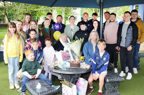 Alice (Lally) Doylem Cathal Brugha Street, celebrated her 90th Birthday with her Grand Children and Great Grand Children, at the People's Park. Photo: Joe Evans