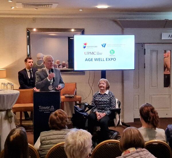 Mayor of Waterford City and County Cllr Joe Conway officially opening the Age Well Expo with MC Kieran Foley and Waterford Older People’s Council (OPC) chairperson Susan O'Connor. Mayor of Waterford City and County Cllr Joe Conway officially opening the Age Well Expo with MC Kieran Foley and Waterford Older People’s Council (OPC) chairperson Susan O'Connor.