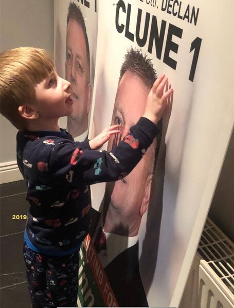 Son of Cllr Declan Clune, Max, who in 2019 was fascinated to know what the big posters of his dad were for. 