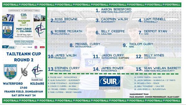 Waterford SFC Team v Kildare.