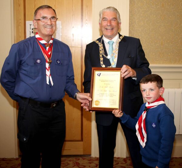 Pat Murphy, Metropolitan Mayor of Waterford, Cllr Jody Power and William, one of the youngest Beavers.