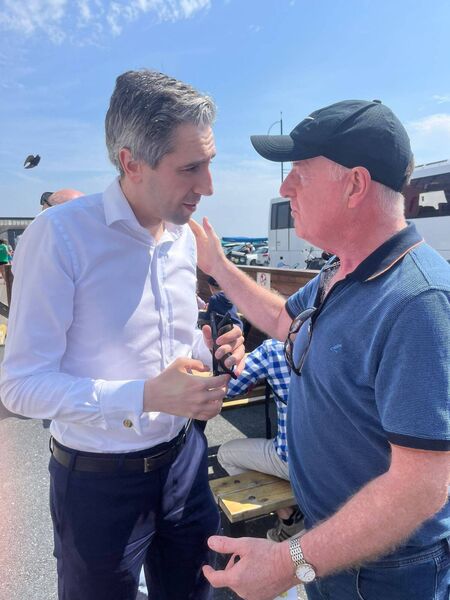 Taoiseach Simon Harris meets former Waterford Councillor and Mayor, Hilary Quinlan on his Tramore visit. Taoiseach Simon Harris meets former Waterford Councillor and Mayor, Hilary Quinlan on his Tramore visit.