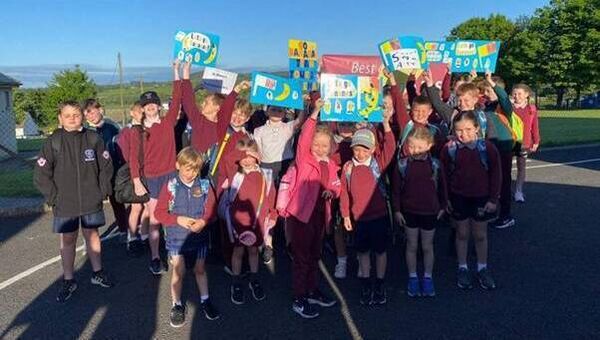 ‘Team Touraneena’ supporters from St Mary’s National School, ahead of their big day at the Ireland’s Fittest School Final in Dublin.