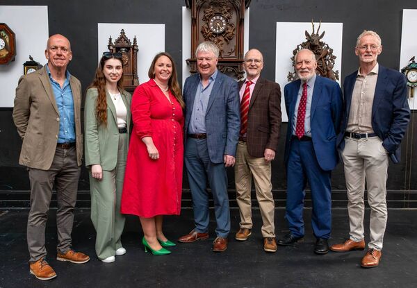 Des Whelan, Chair of Waterford Treasures, Cliona Purcell, Head Curator, Waterford Treasures, Sara Dolan, CEO, Waterford Treasures and Mount Congreve Gardens, Michael Walsh, Chief Executive, Waterford City and County Council, Colman Curran, co-founder Irish Museum of Time, David Boles, co-founder of Irish Museum of Time, Colman Curran, co-founder Irish Museum of Time, and Eamonn McEneaney, member of the board at Waterford Treasures. Des Whelan, Chair of Waterford Treasures, Cliona Purcell, Head Curator, Waterford Treasures, Sara Dolan, CEO, Waterford Treasures and Mount Congreve Gardens, Michael Walsh, Chief Executive, Waterford City and County Council, Colman Curran, co-founder Irish Museum of Time, David Boles, co-founder of Irish Museum of Time, Colman Curran, co-founder Irish Museum of Time, and Eamonn McEneaney, member of the board at Waterford Treasures.