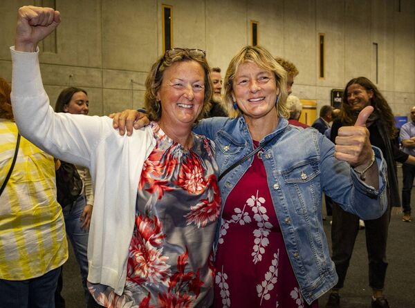 Lola O'Sullivan FG, who was elected on the first count at SETU Arena in the Waterford Local Election 24 pictured with her sister Grace. Photo: Joe Evans Lola O'Sullivan FG, who was elected on the first count at SETU Arena in the Waterford Local Election 24 pictured with her sister Grace. Photo: Joe Evans