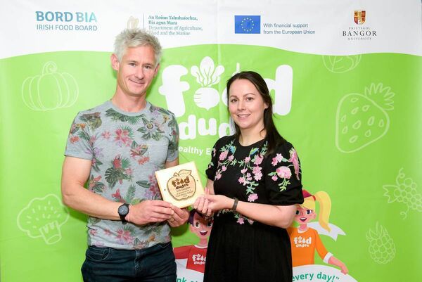 Pictured are Elaine O’Gorman, Food Dudes Project Manager with Will Morgan, St Declan's BNS. Photo: Maxwells Pictured are Elaine O’Gorman, Food Dudes Project Manager with Will Morgan, St Declan's BNS. Photo: Maxwells