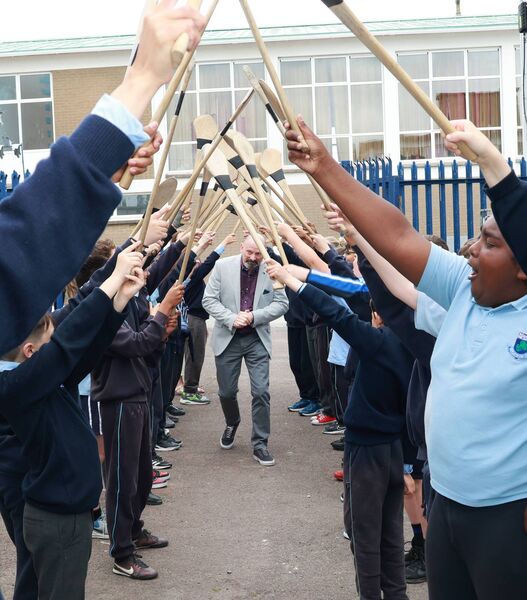A guard of honour for Principal Michael Walsh.
