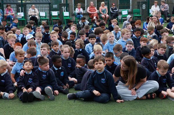 Pictured at Mount Sion Primary School for the surprise celebration to mark the retirement of Principal Michael Walsh.