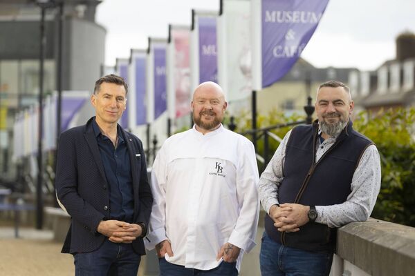 Waterford Harvest Festival's new directors Martin Nolan and Mark Dunne with Chef Keith Boyle. Photo: Patrick Browne