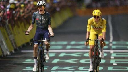 Jonas Vingegaard reels in Tadej Pogacar to win stage 11 of Tour de France