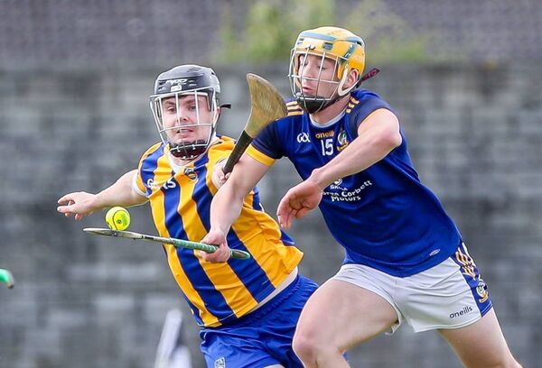 Butlerstown's Luke O'Brien is tackled by Erins Own's Eoin Daly
