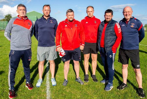 The De La Salle minor hurling management team, Fergal O'Brien, Martin Breathnach, Paul Keane, Kevin Moran, Mark Cooney and Fran O'Callaghan.
