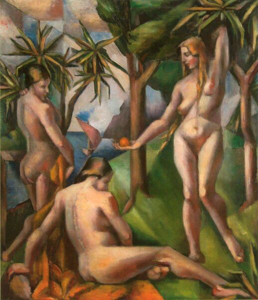 Mainie Jellett 'Bathers' 1922 oil on canvas 71 x 61 cm. (Private Collection) Mainie Jellett 'Bathers' 1922 oil on canvas 71 x 61 cm. (Private Collection)