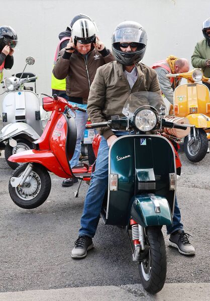 Some of the scooterists who took part in the Dave Scanlon Memorial Rideout, with all the proceeds going to the Palliative Care Team at UHW. Photo: Joe Evans