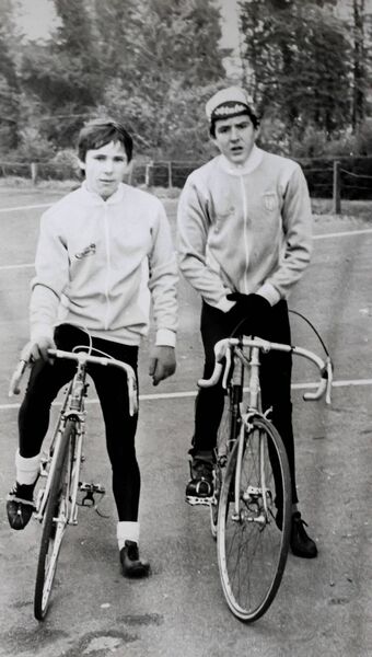 Conor Dunne and Declan Power, who did a 10-hour sponsored cycle in aid of the Waterford/Kitui Partnership at the Goff Track, People's Park back in 1983.