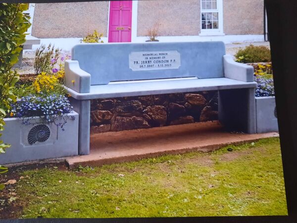 The memorial bench to Fr Condon. Pic: Colette Lenihan The memorial bench to Fr Condon. Pic: Colette Lenihan