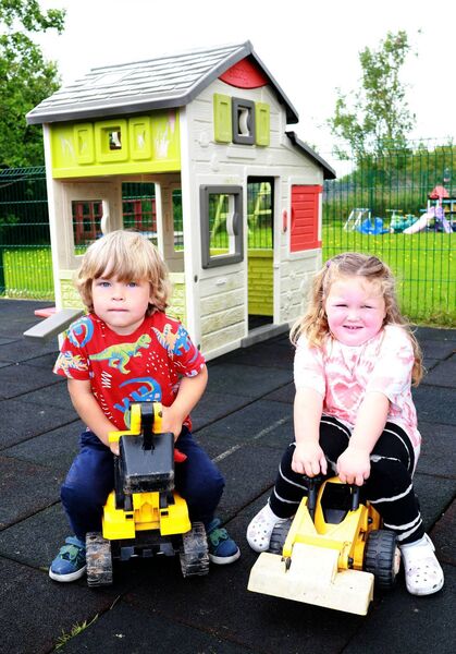 Ethan and Emily, pictured at Tiptoes Creche for the National Play Day event themed "Time to Play". Photo: Joe Evans