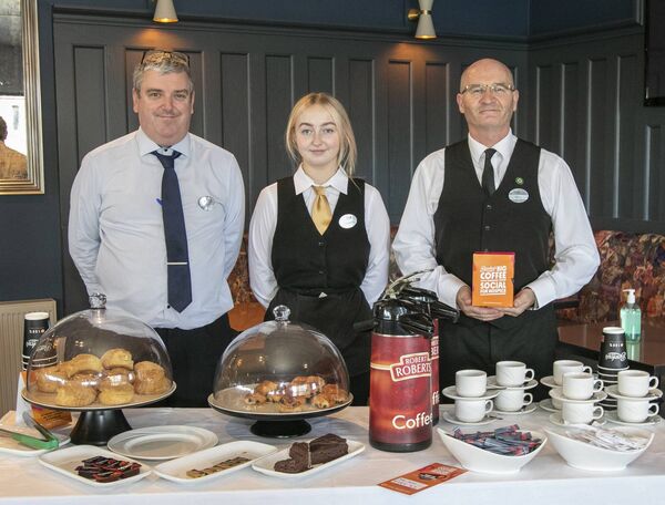 Keith Murphy, Samantha O'Regan and David Lacey, at the Tower Hotel for a coffee morning in aid of Hospice. Photo: Joe Evans Keith Murphy, Samantha O'Regan and David Lacey, at the Tower Hotel for a coffee morning in aid of Hospice. Photo: Joe Evans