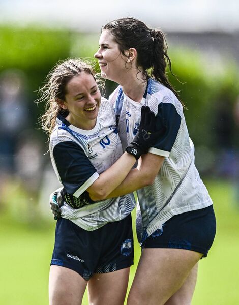 Waterford players Abbie Fitzpatrick, left, and Aoife Butler celebrate in Kinnegad.