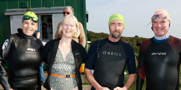 Martha Phelan, Peggy McCarthy, Tyrone O'Neill and Fr. Liam Power, who took part in the Snamh Fada, from the Guillamene to the Pier at Tramore. Photo: Joe Evans Martha Phelan, Peggy McCarthy, Tyrone O'Neill and Fr. Liam Power, who took part in the Snamh Fada, from the Guillamene to the Pier at Tramore. Photo: Joe Evans