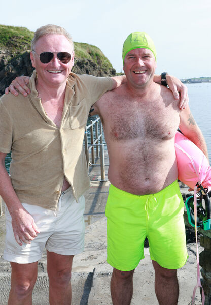 Ken O'Neill and Eddie Flanagan, who took part in the Snamh Fada, from the Guillamene to the Pier at Tramore. Photo: Joe Evans Ken O'Neill and Eddie Flanagan, who took part in the Snamh Fada, from the Guillamene to the Pier at Tramore. Photo: Joe Evans
