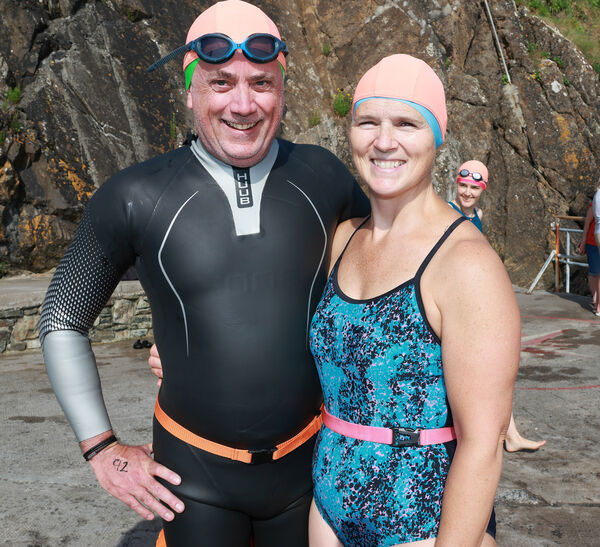 Barry and Linda Murphy, who took part in the Snamh Fada, from the Guillamene to the Pier at Tramore. Photo: Joe Evans Barry and Linda Murphy, who took part in the Snamh Fada, from the Guillamene to the Pier at Tramore. Photo: Joe Evans