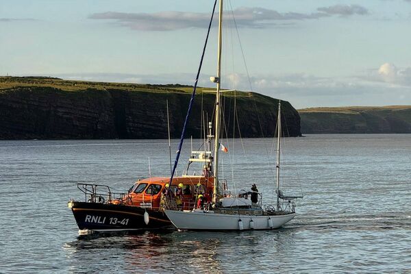The boat was safely towed back into the safety of Dunmore East harbour. Pic: Photo credits: Karen Harris (Launch Authority), Ciaran Doyle (Coxswain)