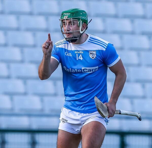 Roanmore's Shane Mackey celebrates after scoring his first half goal against Clonea.