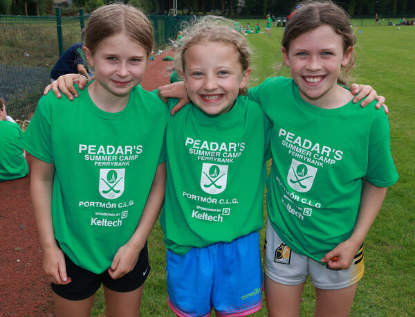 Harriotte, Nicole and Ciara, at the annual Peadar's Summer Camp hosted by Ferrybank GAA. Photo: Joe Evans Harriotte, Nicole and Ciara, at the annual Peadar's Summer Camp hosted by Ferrybank GAA. Photo: Joe Evans
