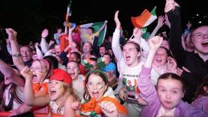 Dublin park erupts with pride as local hero Kellie Harrington wins boxing gold