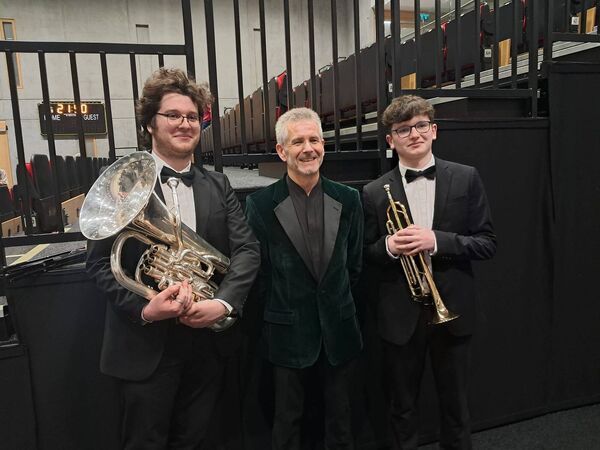 Daniel Mernin, with Ronan O'Reilly (Artistic Director IYWE) and his brother Adam Mernin at the SETU Arena..jpg