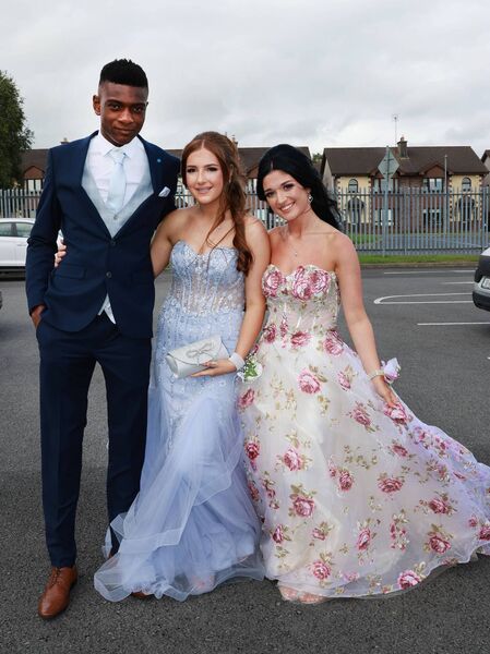 Sean Adeyemi, Emily Atkins and Ava O'Neill, at the Abbey Community College Debs Ball. Photo: Joe Evans Sean Adeyemi, Emily Atkins and Ava O'Neill, at the Abbey Community College Debs Ball. Photo: Joe Evans
