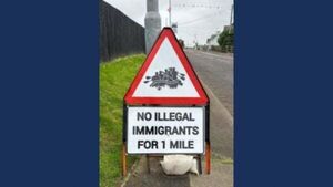 Police remove anti-immigration sign from Co Tyrone village Police remove anti-immigration sign from Co Tyrone village
