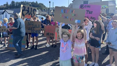 WATCH: Large crowds attend school bus protest in Waterford 