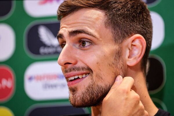 Ireland's Jayson Molumby at a press conference ahead of Saturday's game with England. 